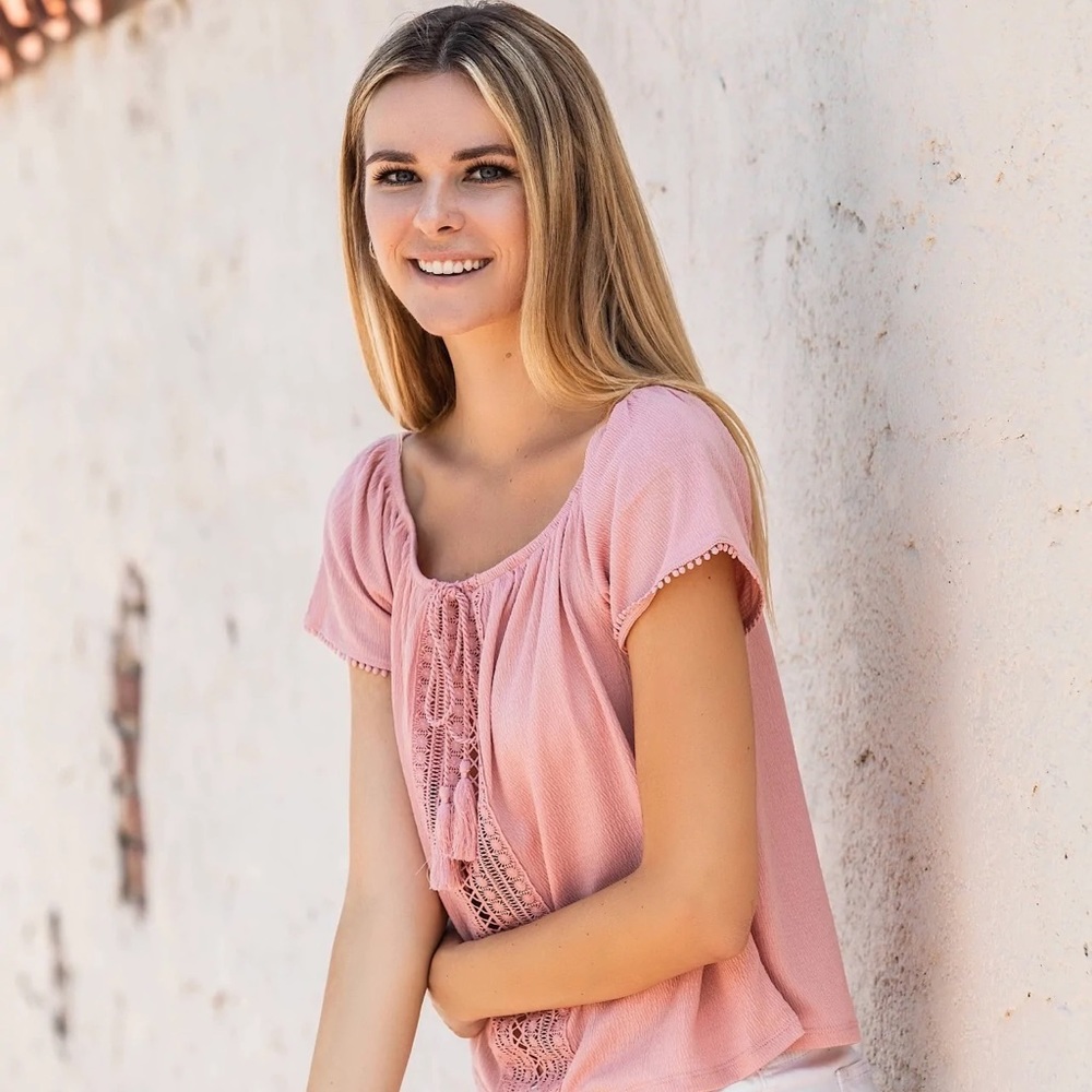 Verona Tassel Blouse-NWT PINK
